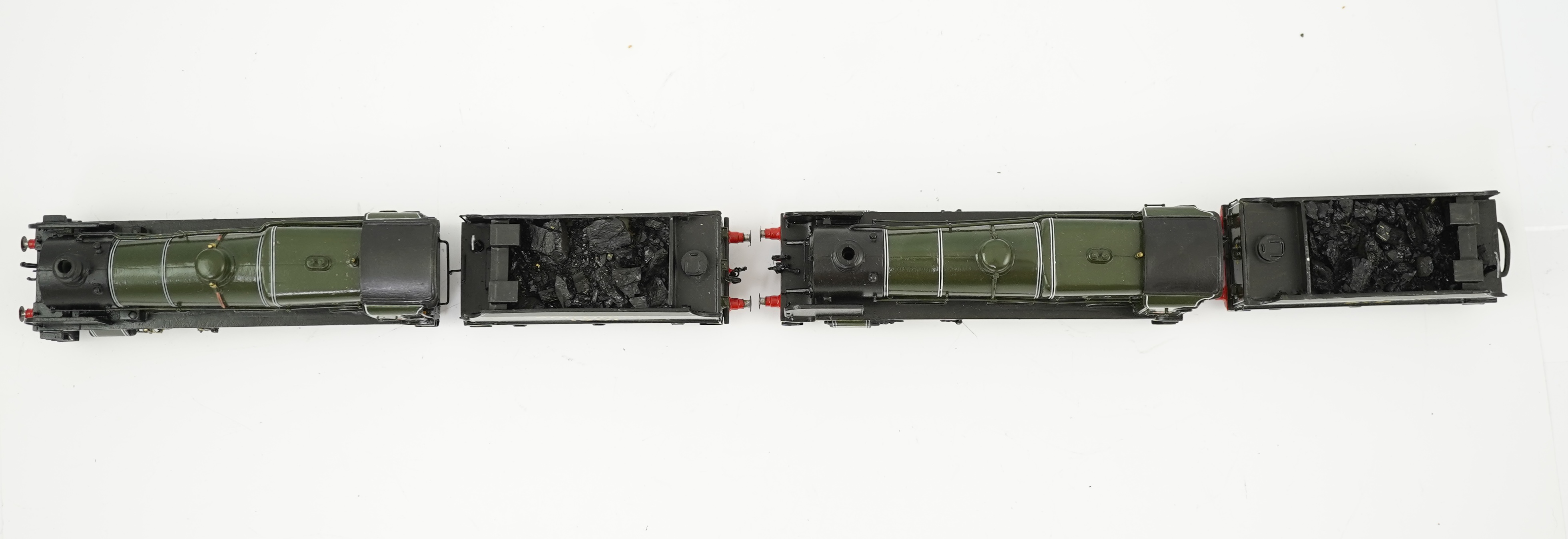 Two 00 gauge brass and white metal kit built Maunsell designed Southern Railway tender locomotives; a class U1 2-6-0, 1901, together with a class U 2-6-0, 610, constructed, painted and lined to a high standard, both moto